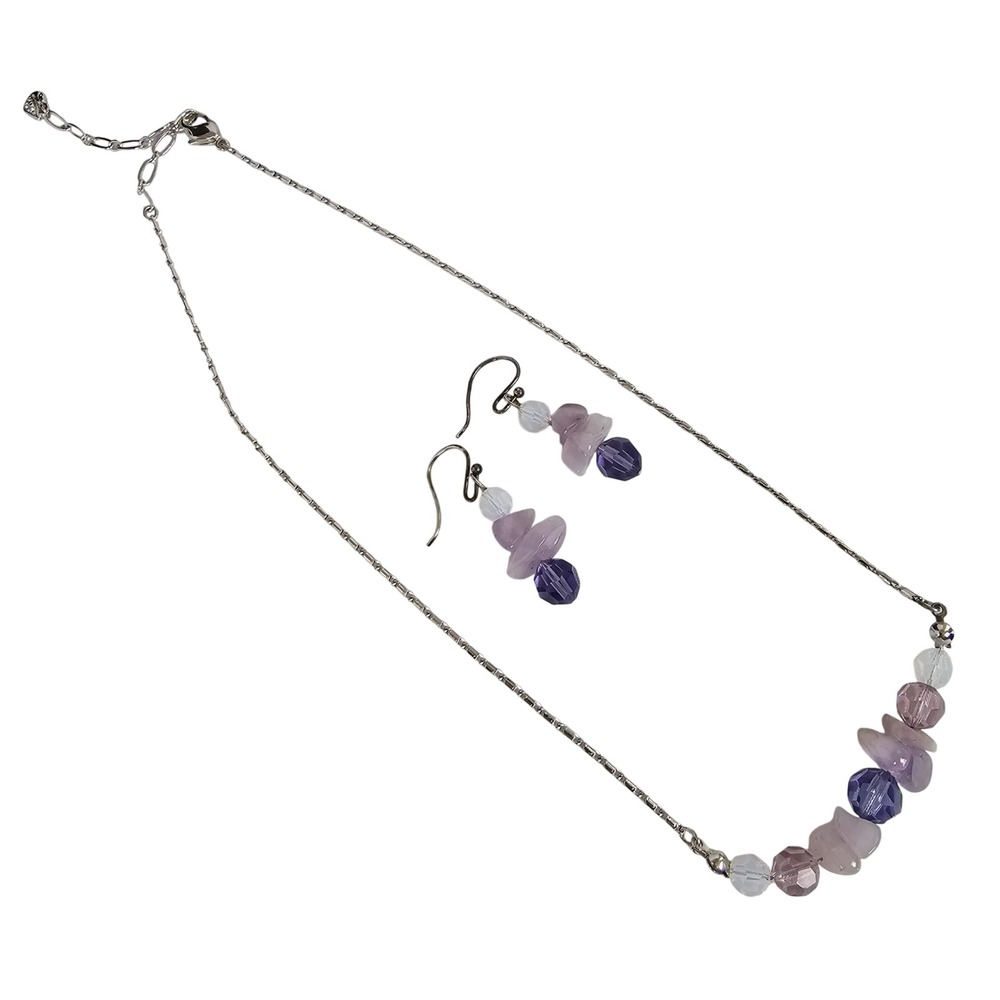 Swarovski Crystal Rose Quartz Necklace & Earrings‎ Jewelry Set Charm Beaded